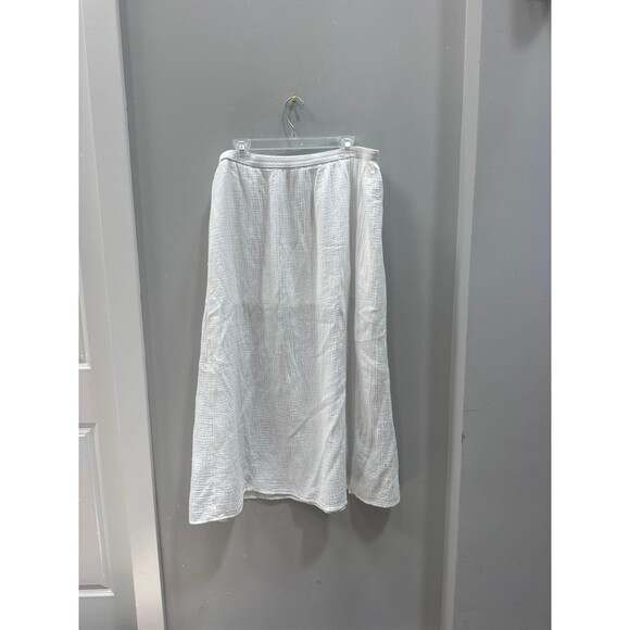 J. Crew Dresses & Skirts - J Crew Muslin White Maxi Skirt Side Slit XL